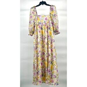 Women's Dress - Storia Square Cut Floral 3/4 Sleeve Spring Dress Size Medium